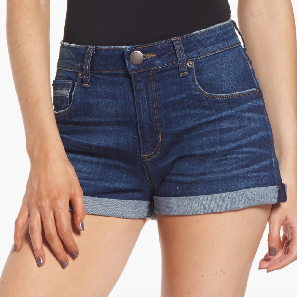 STS Blue Rose Bowl Cuffed High Rise Women's Dark Wash Jean Shorts